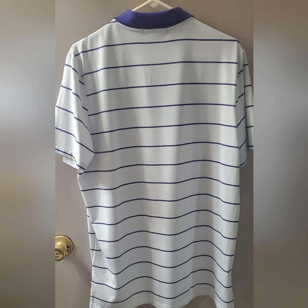 Ralph Lauren White and Purple Striped Polo Shirt. Sz L - Picture 5 of 5